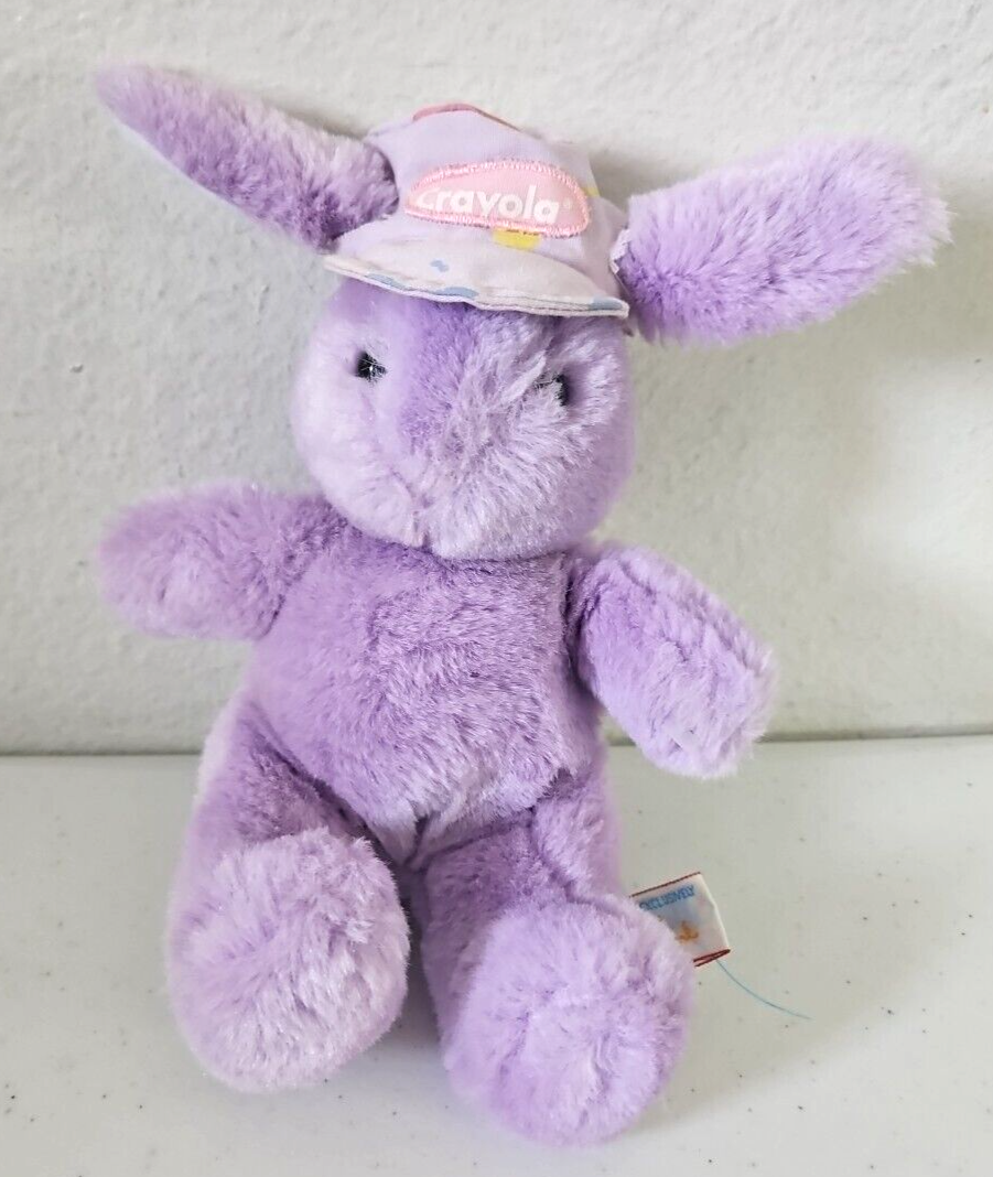 Heartline Hallmark Purple Bunny Rabbit Crayola Hat Plush Stuffed Animal Small - $34.63