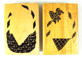 BASKET &amp; BOW Rubber Stamp Set JRL Design 2 Step # S326 4&quot; x 2.5&quot; - $4.49