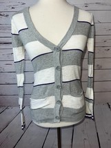 Aeropostale Cardigan Sweater Small Y2K Striped Pockets Varsity 80s Knit ... - $19.12