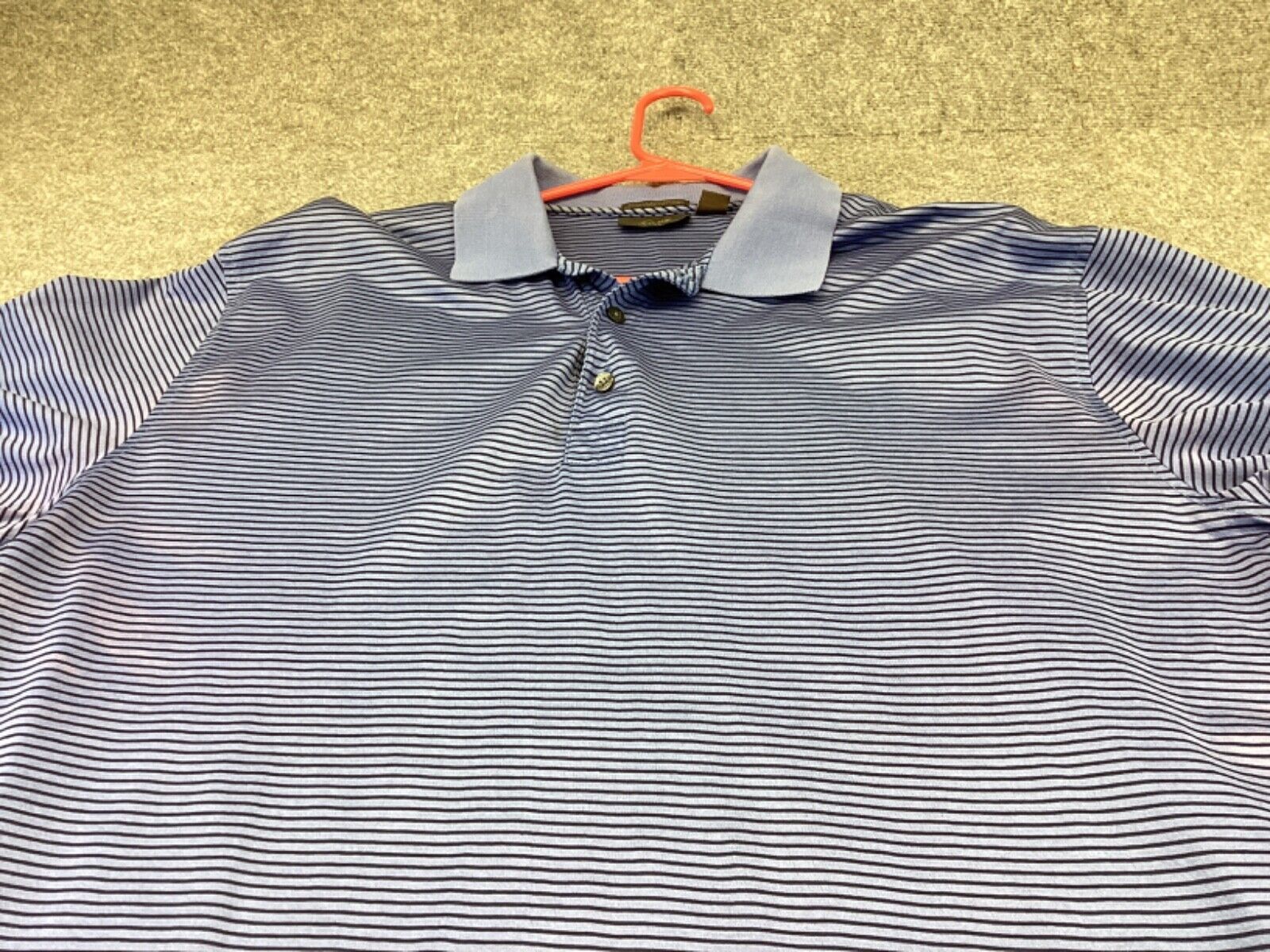 Tasso Elba Mens Polo Shirt Large Pima Cotton Purple Striped Short Sleeve