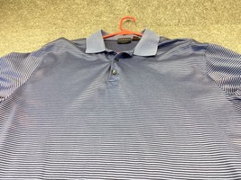 Tasso Elba Mens Polo Shirt Large Pima Cotton Purple Striped Short Sleeve - $9.85