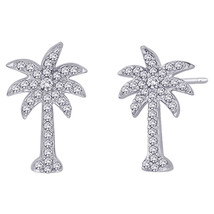 1.38ct Diamond 14k White Gold Palm Tree Women&#39;s Wedding Earrings - £884.33 GBP