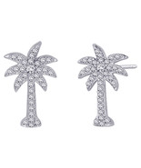 1.38ct Diamond 14k White Gold Palm Tree Women&#39;s Wedding Earrings - £871.95 GBP