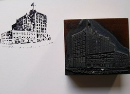 Vintage Metal Wood Old Printers Stamp Plate Building Atlantic City New J... - £18.66 GBP