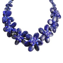 Eternal Blue Garden Lapis Lazuli Floral Necklace - £41.27 GBP