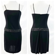 Adrianna Papell Evening Petite 10P Dress Beaded Sheath Strappy Mini LBD Black  - £38.57 GBP