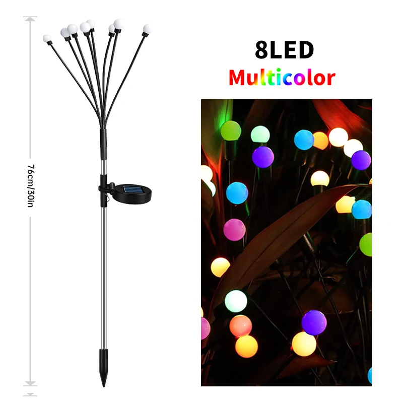 8LED burst Swaying Solar Lights Firefly Decorative Solar Garden Lights Outdoor W - £58.23 GBP