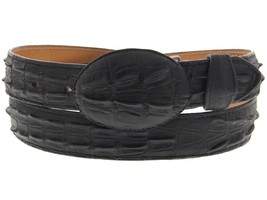 Black Western Cowboy Leather Crocodile Alligator Tail Design Belt Rodeo ... - $29.99