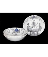 4 Royal Stafford Bone Appetit Skeletons in Restaurant Cereal Bowls Engla... - $68.58 CAD