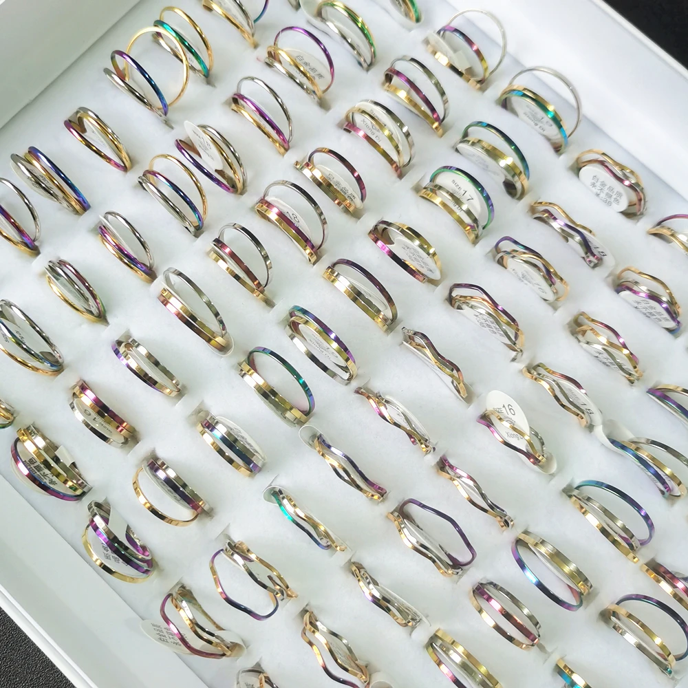 50Pcs/Lot Wholesale Hot Simple Ring For Women Female Cute Finger Rings Romantic  - £22.50 GBP