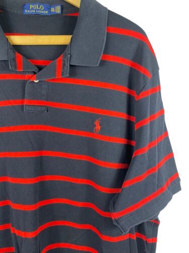Ralph Lauren Polo Shirt XXL 2XL Mens Navy Blue Red Stripe Knit Preppy Co... - £20.82 GBP