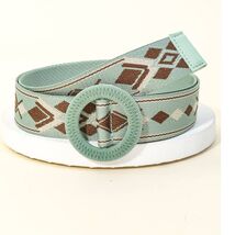 Round Woven Buckle Boho Belt Mint Brown - $19.80