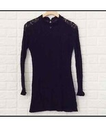 Topshop long sleeve black lace mini shift dress - £31.12 GBP