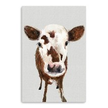 HomeRoots 398982 48 x 32 in. Brown &amp; White Baby Cow Face Canvas Wall Art - £193.54 GBP