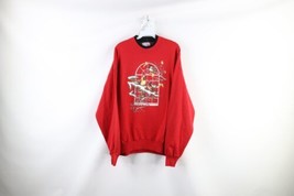 Vintage 90s Streetwear Womens XL Faded Christmas Snow Birds Sweatshirt Red USA - $44.50