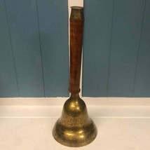Vintage 14.5” Brass Bell with Wooden wood Handle *read - £33.50 GBP