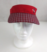 Women&#39;s Red Floral Embroidered Adjustable Visor Cap With Plaid Bill - £9.91 GBP