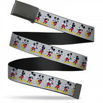 Mickey Mouse 4 Poses Scattered Webbing Belt Grey - £20.31 GBP