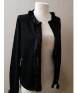 Vintage Bloomingdales Open Faux Fur Trimmed Long Sleeved Sweater Sz Small - £32.75 GBP