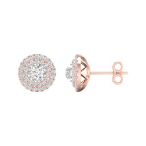Authenticity Guarantee 
1 Ct TDW Diamond 10K Rose Gold Double Halo Stud Earrings - £935.23 GBP