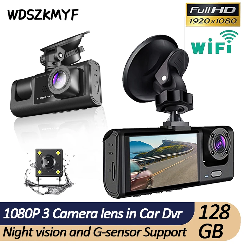3 Channel WiFi Dash Cam for Car DVR 1080P HD Video Recorder Rear View Camera for - £32.85 GBP+