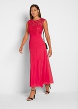 Bpc Selection Red Lace Detail Yoke Maxi Prom Dress Uk 14 (fm41-3) - £47.37 GBP