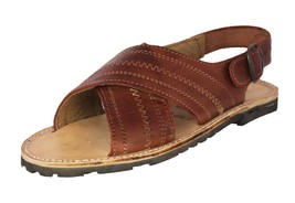Mens Real Leather Authentic Mexican Huaraches Buckle Open Toe Sandals Cognac - £31.93 GBP