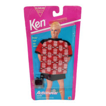 Vintage Mattel Barbie Ken Activewear Fashions 68040 Red 8 Shirt Black Shorts - $23.75