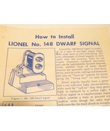 LIONEL POST-WAR TRAINS 148 DWARF SIGNAL INSTRUCTION SHEET- GOOD - SR103 - $4.27