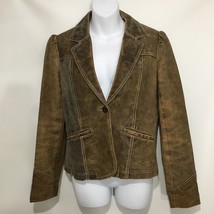 Wilsons Leather Maxima S Brown Distressed Leather Short Fitted Jacket - £34.85 GBP