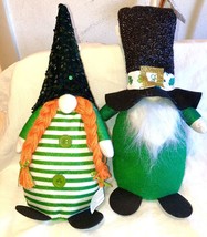 Shelf Sitters 2 Gnomes Him and Hers Sequins Green orange 14&quot; - $365.20 MXN