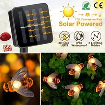 30 Led Solar Powered Bee String Lights Waterproof Outdoor Yard Garden Lamp Decor - £17.68 GBP