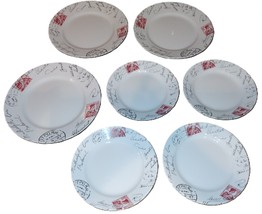 Corelle Vitrelle Sincerely Yours Postage Stamp Dinner &amp; Salad Plate Set 7 Piece - $69.99