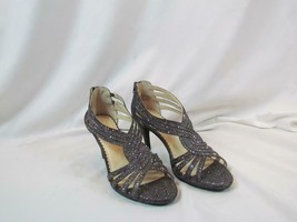 NIB Charter Club Strappy Sparkled Gray Zipper Back Slim High Heel Open T... - $48.44