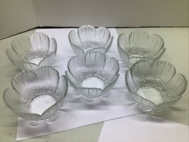 (6) ARCOROC FRANCE SCALLOPED EDGE CLEAR DESSERT  2.5 Tall 4.5 Wide - $21.78