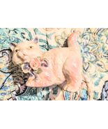 Vintage Cat Figurine Colorful Playful Kitty Blues Pinks - $219.33 MXN