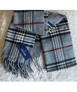 STAFFORD MEN&#39;S GRAY, BLACK, WHITE &amp; RED PLAID Winter Scarf *NWT $34 - $19.31