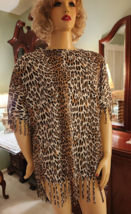 Rare Sidney Bernstein Leopard Animal Print Silky Nylon Nightgown Shirt O... - £27.68 GBP