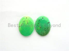 Natural Green Grass Agate Oval Pendant , Green Oval Beads, Loose Gemstone Pendan - $6.00