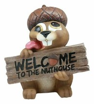 Large Crazy Squirrel With Acorn Hat Welcome To The Nuthouse Guest Greeter Statue - £58.91 GBP