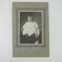Cabinet Card Photograph Baby in White Sits Chair Finnell Gettysburg Ohio Antique - £7.81 GBP