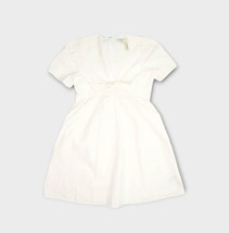 Madewell Tie Front Mini Dress Womens 0 White Poplin Short Sleeve 100% Co... - £25.77 GBP