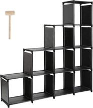 Dazhom 10-Cube Storage Organizer Rack, Staircase Organizer Modular, Black - £34.32 GBP