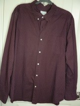 American Eagle Burgundy &amp; White Button Down Men&#39;s Shirt Size XXL 100% Co... - $14.73