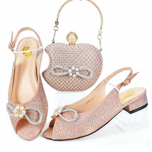 New Italian Crystal Luxury Shoes And Bag Design Lady Rhinestones Low 2 C... - £91.00 GBP