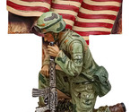 Military War Hero Soldier With Rifle By American Flag Cross Memorial Fig... - $39.99