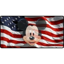 mickey face transparent logo on american flag disney logo license plate usa made - £23.59 GBP