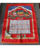 Calendar Tea Towel 1996 Crochet Edge Santa Claus Sewing Crafts Kitchen C... - $20.40