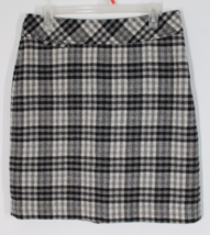 LL Bean 8P Gray Black Plaid Wool Blend Pencil Skirt - £22.02 GBP