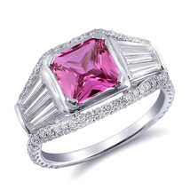 18K White Gold 3.18ct TGW Pink Sapphire and Diamond One-of-a-Kind Ring - £4,309.32 GBP